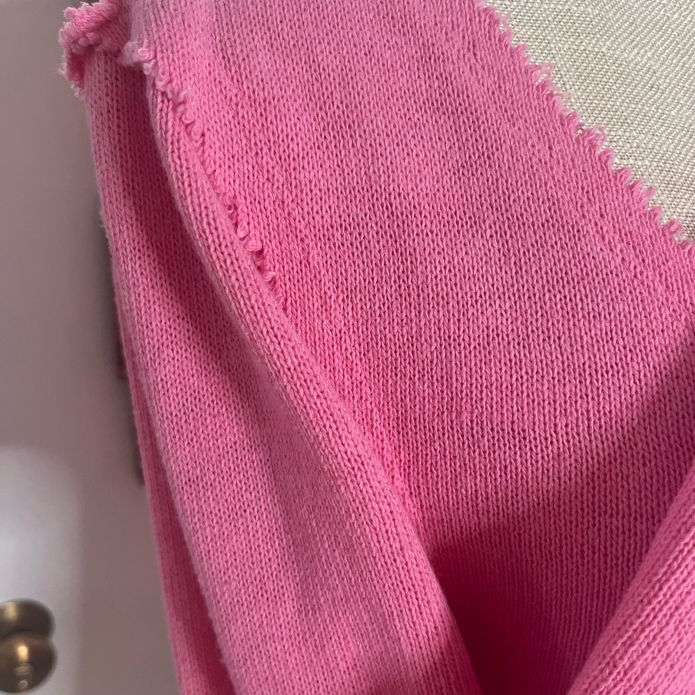 NWOT Free People Like a Boss cotton sweater in deep  pink  size large - Picture 7 of 8